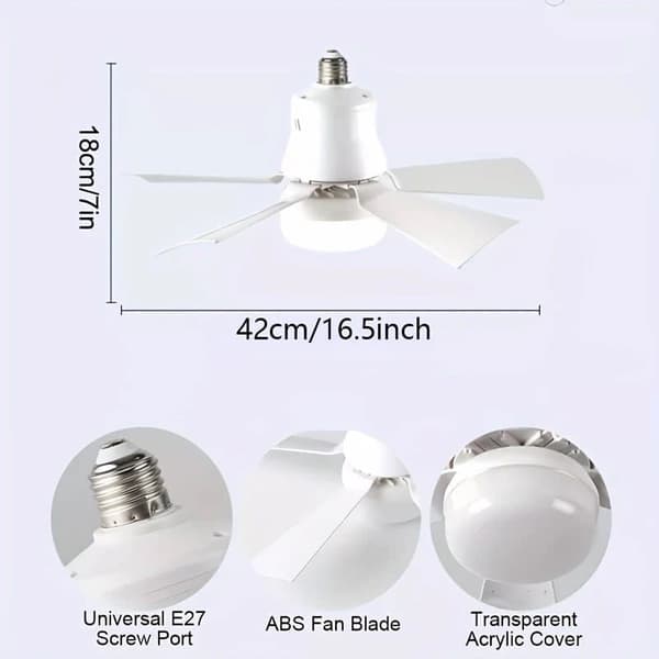 OBOSOE Takfläkt med Lampa och Fjärrkontroll, Dimmbar LED Fläktlampa 16,5" för Sovrum/Vardagsrum