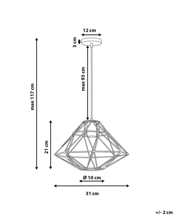 Taklampa Svart Metall 1 Lampa Burform Geometrisk Öppen trådskärm