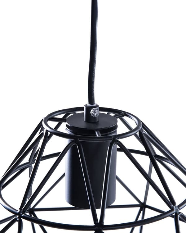 Taklampa Svart Metall 1 Lampa Burform Geometrisk Öppen trådskärm