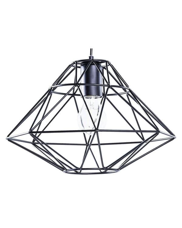 Taklampa Svart Metall 1 Lampa Burform Geometrisk Öppen trådskärm