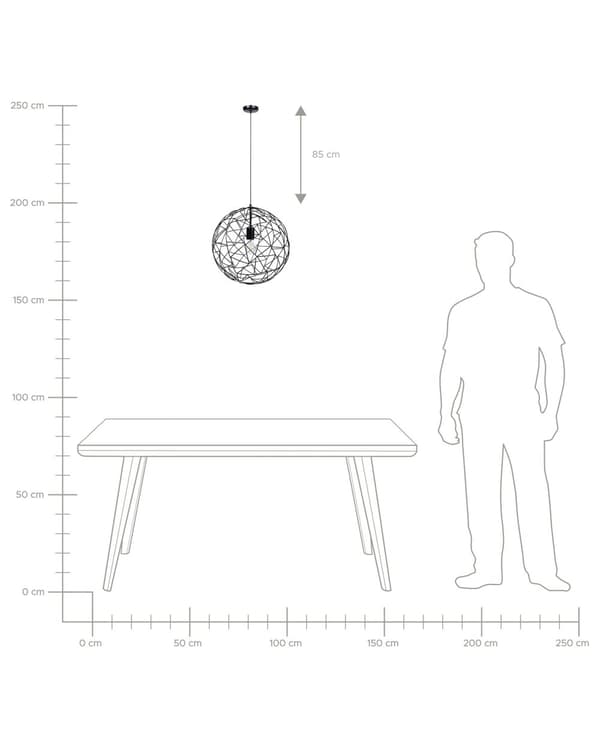 Taklampa Svart Metall Öppen Rund Trådskärm Metall Industriell Design