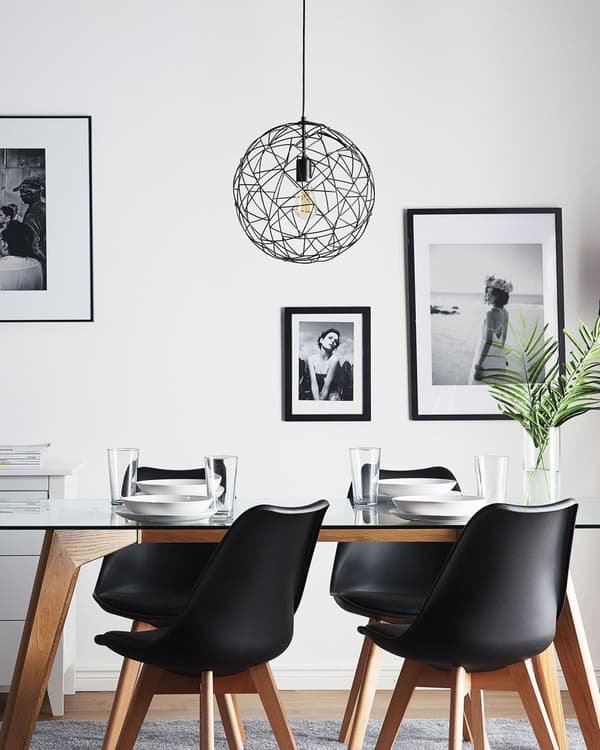 Taklampa Svart Metall Öppen Rund Trådskärm Metall Industriell Design