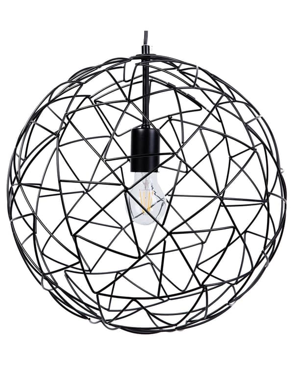 Taklampa Svart Metall Öppen Rund Trådskärm Metall Industriell Design