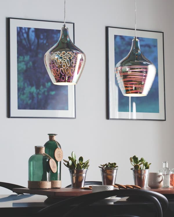 Hängande Lampa Silver Hög Glans Reflektivt Glas Geometrisk Skärm Eklektisk Glamorös Design