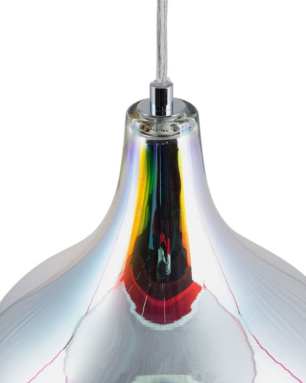 Hängande Lampa Silver Hög Glans Reflektivt Glas Geometrisk Skärm Eklektisk Glamorös Design