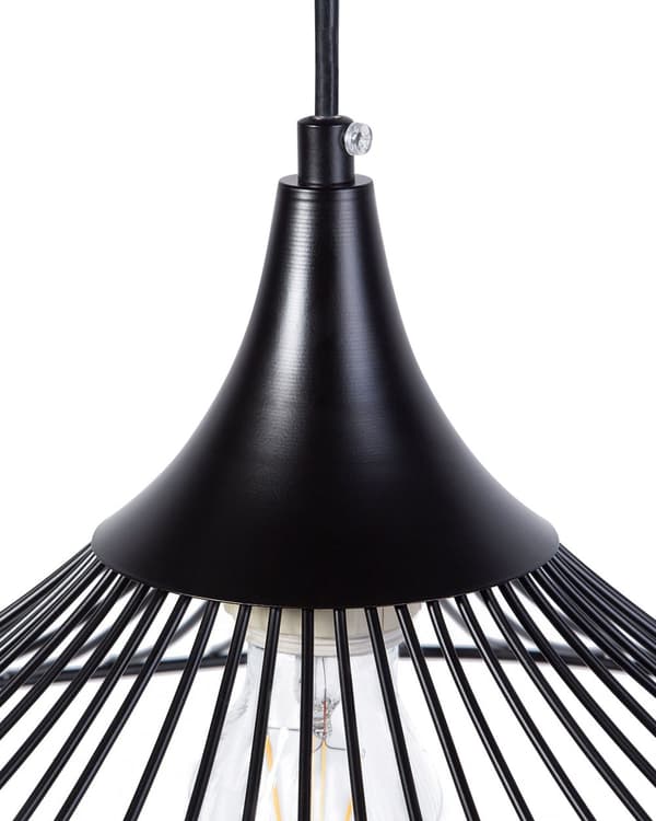 Taklampa Svart Tråd Öppen Skärm Metall Industriell design