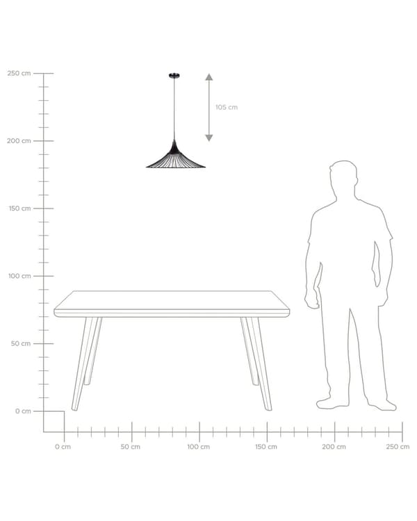 Taklampa Svart Tråd Öppen Skärm Metall Industriell design
