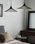 Miniatyrbild 2 av 8: Taklampa Svart Tråd Öppen Skärm Metall Industriell design