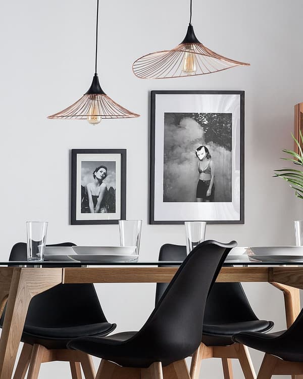 Hängande Lampa Koppar med Svart Öppen Skärm Metall Industriell Design