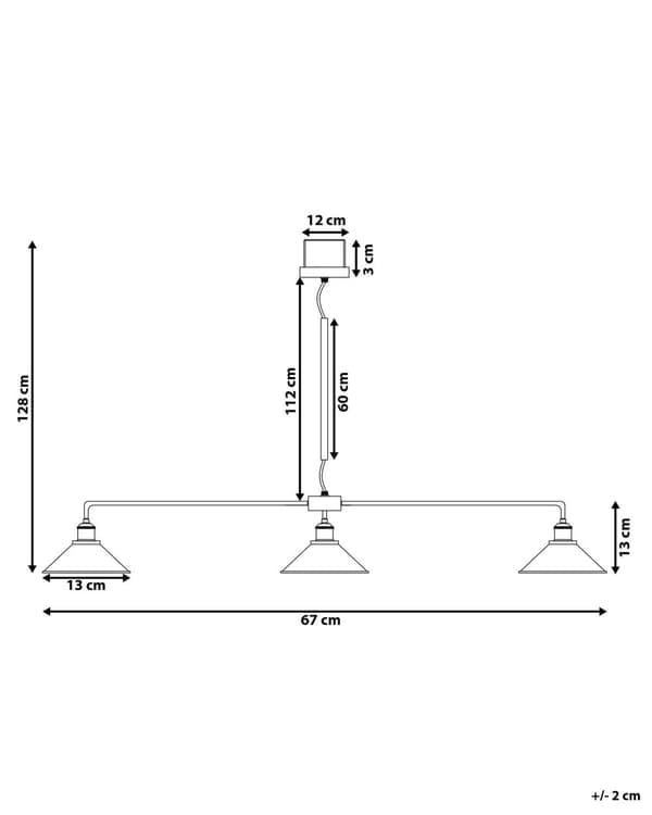 Hängande Lampa 3 Lampor Svarta Runda Skärmar Metall Industriell Design