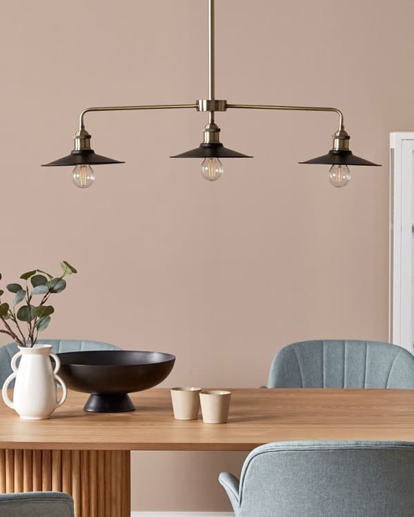 Hängande Lampa 3 Lampor Svarta Runda Skärmar Metall Industriell Design