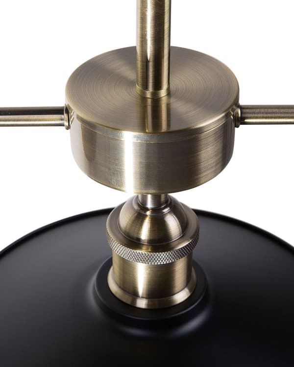Hängande Lampa 3 Lampor Svarta Runda Skärmar Metall Industriell Design