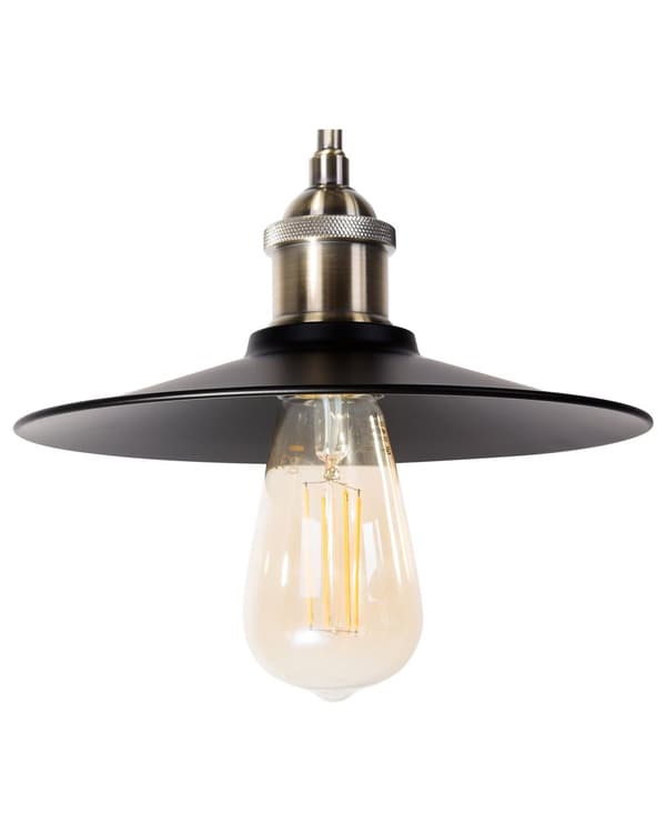 Hängande Lampa 3 Lampor Svarta Runda Skärmar Metall Industriell Design