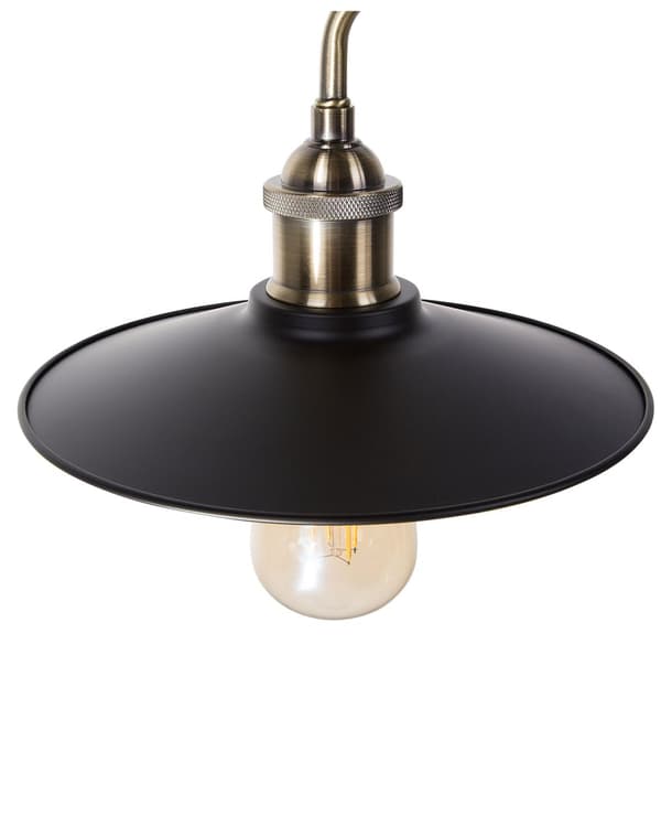 Hängande Lampa 3 Lampor Svarta Runda Skärmar Metall Industriell Design