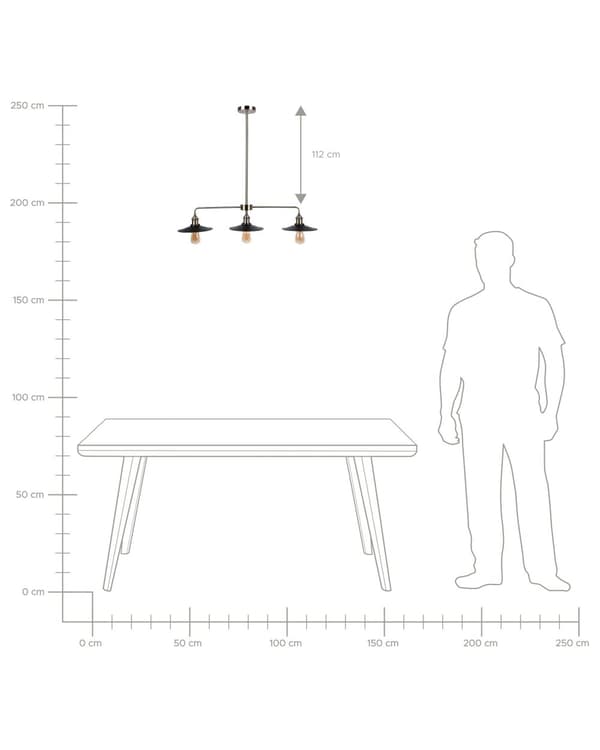 Hängande Lampa 3 Lampor Svarta Runda Skärmar Metall Industriell Design