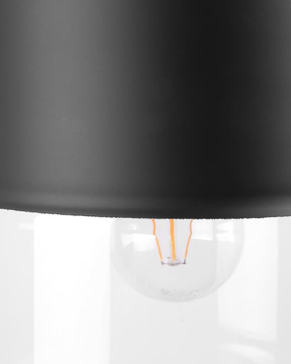 Hängande Lampa Svart Transparent Glas Skärm Geometrisk Rund Modern Design