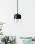 Miniatyrbild 2 av 8: Hängande Lampa Svart Transparent Glas Skärm Geometrisk Rund Modern Design