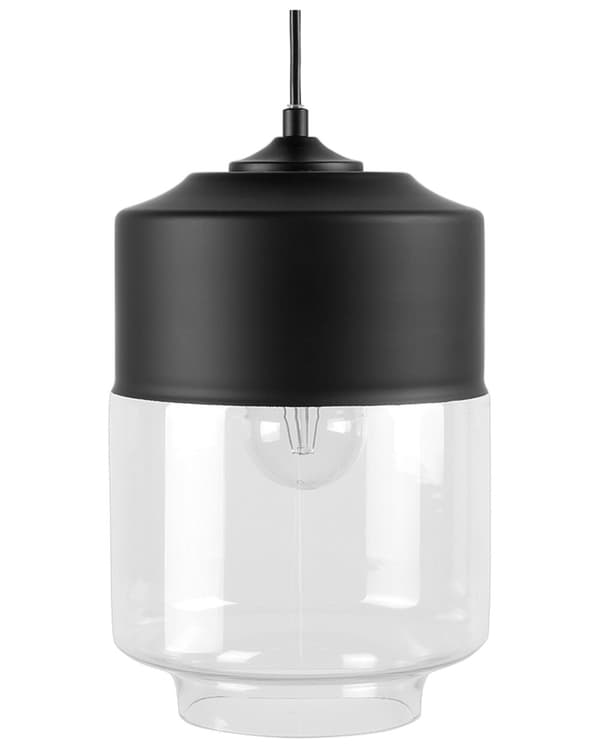 Hängande Lampa Svart Transparent Glas Skärm Geometrisk Rund Modern Design