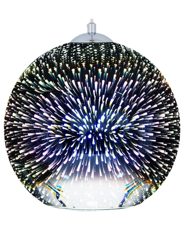 Taklampa Silver Hög Glans Reflektivt Glas Ljuseffekt Rund Form Eklektisk Glamorös Design
