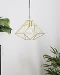 Miniatyrbild 2 av 8: Taklampa Guld Metall 1 Lampa Burform Geometrisk Öppen trådskärm