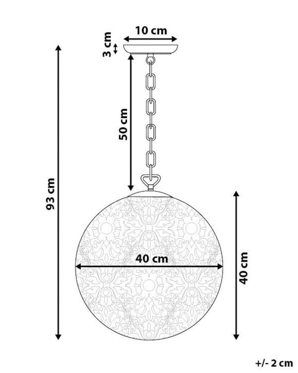 Hängande Lampa Guld Metall Orientalisk Glob Taklampa