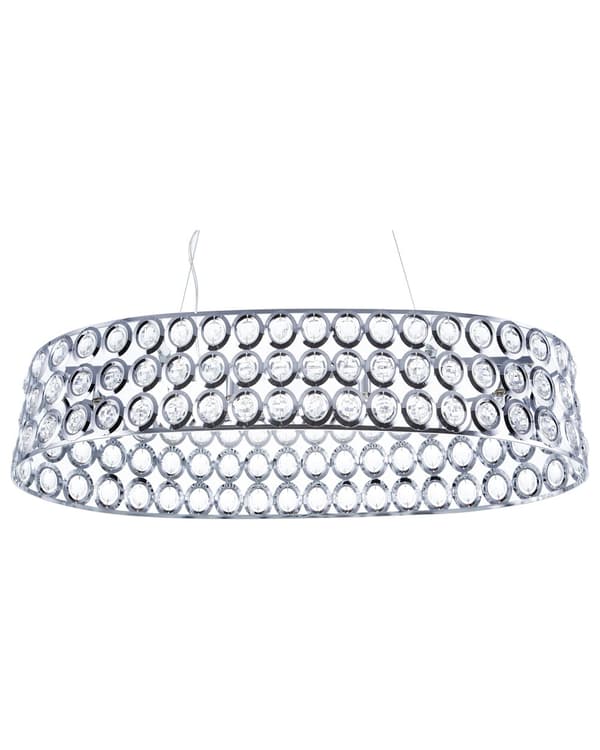 Hängande Lampa Silver Akryl Kristaller Öppen Rund Skärm Eklektisk Design