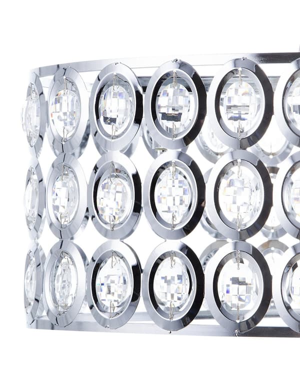 Hängande Lampa Silver Akryl Kristaller Öppen Rund Skärm Eklektisk Design