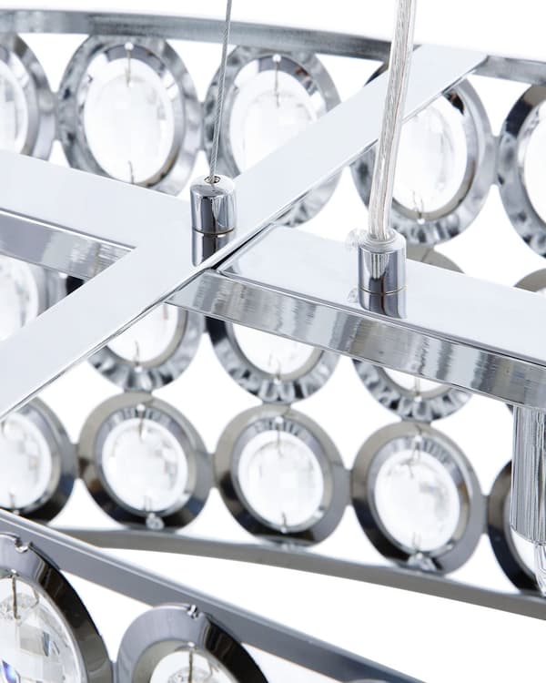 Hängande Lampa Silver Akryl Kristaller Öppen Rund Skärm Eklektisk Design