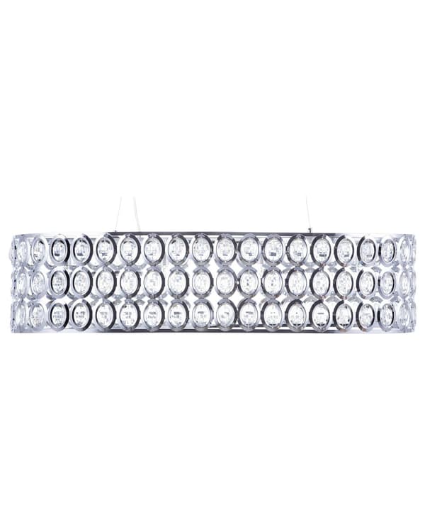 Hängande Lampa Silver Akryl Kristaller Öppen Rund Skärm Eklektisk Design