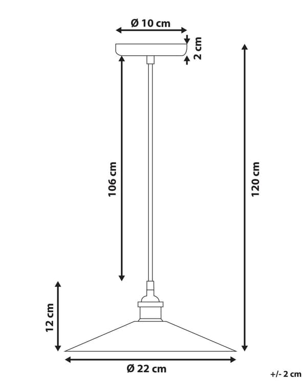 Hängande Lampa Svart Metall Industriell Stil Taklampa 22 cm
