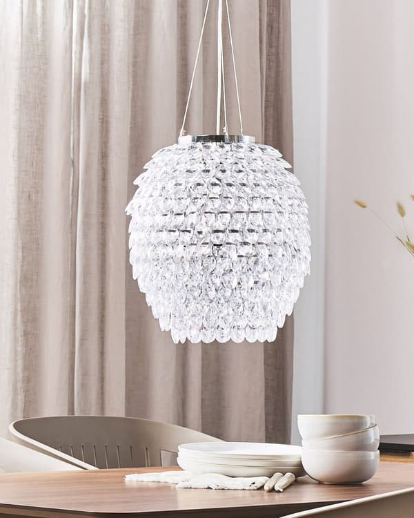 Taklampa Silver Kristaller 110 cm Hängande Omgivande Ljus Glam