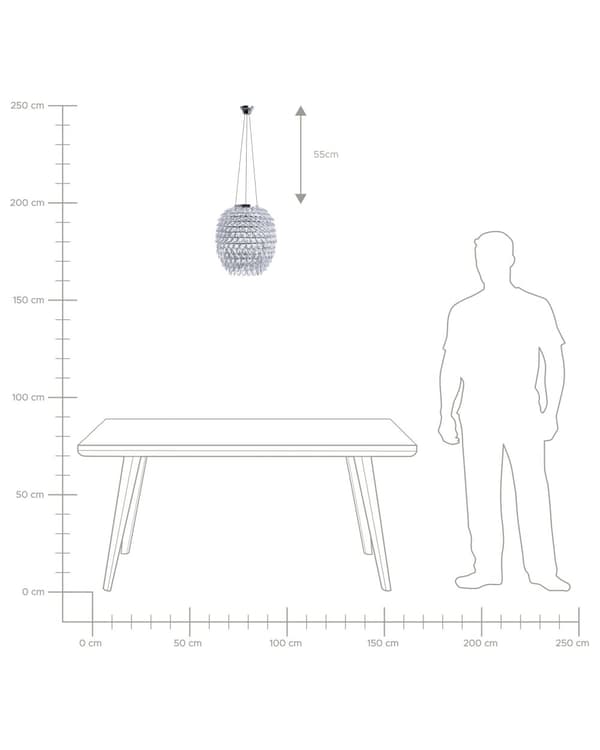 Taklampa Silver Kristaller 110 cm Hängande Omgivande Ljus Glam