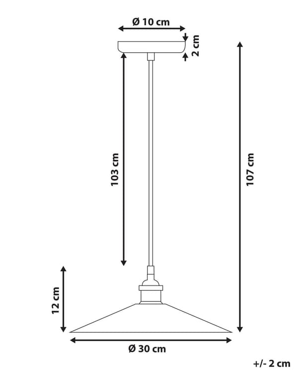 Hängande Lampa Svart Metall Industriell Stil Taklampa 30 cm