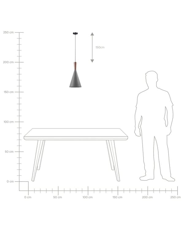 Hängande Taklampa Grå Skärm Geometrisk Kon Modern Minimalistisk Design