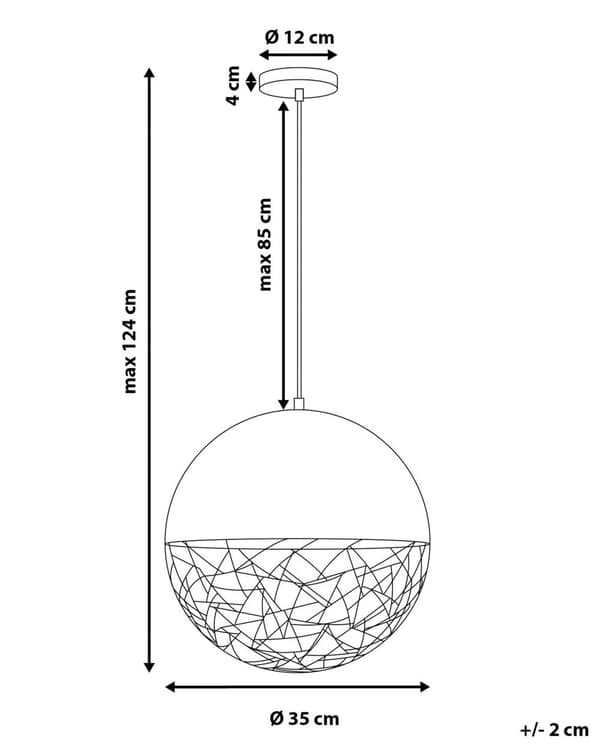 Hängande Lampa Guld och Svart 1 Lampa Glob Modern