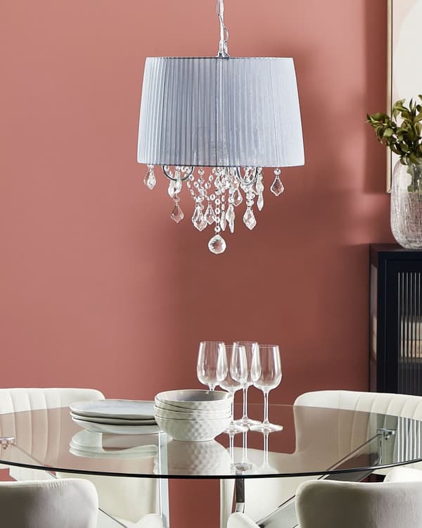 Taklampa Silver Grå Glam Kristallkrona med 3 lampor