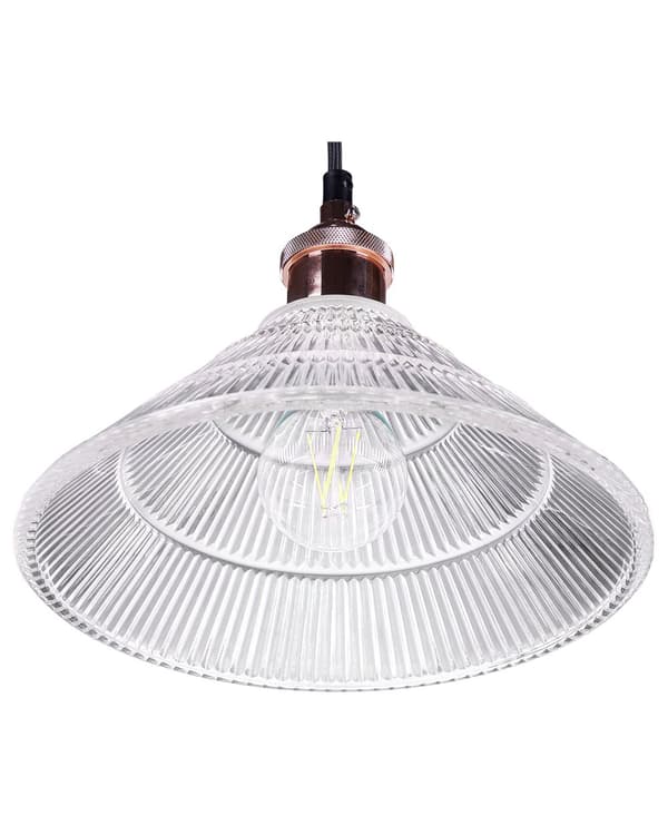 Taklampa Transparent Glas Koppar Vintage Industriell Taklampa