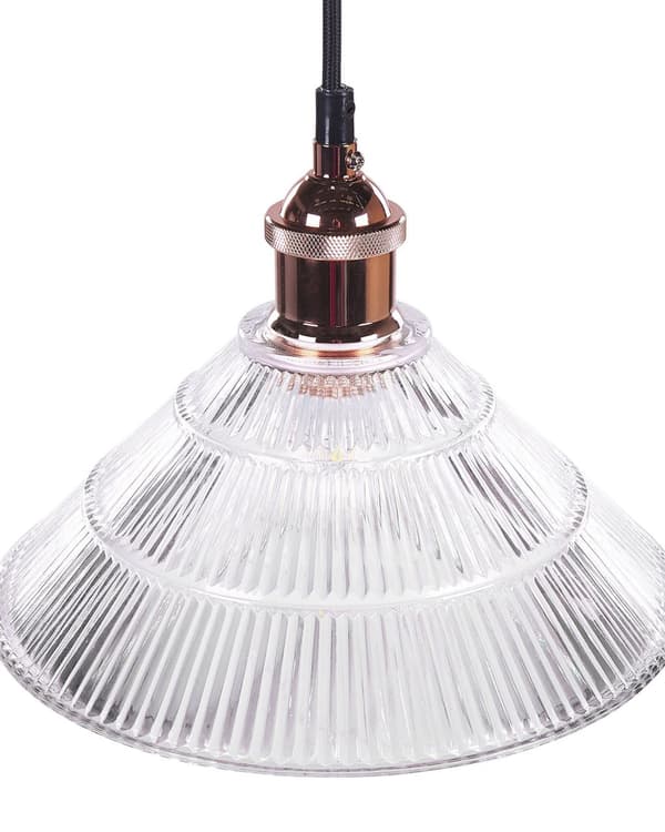 Taklampa Transparent Glas Koppar Vintage Industriell Taklampa