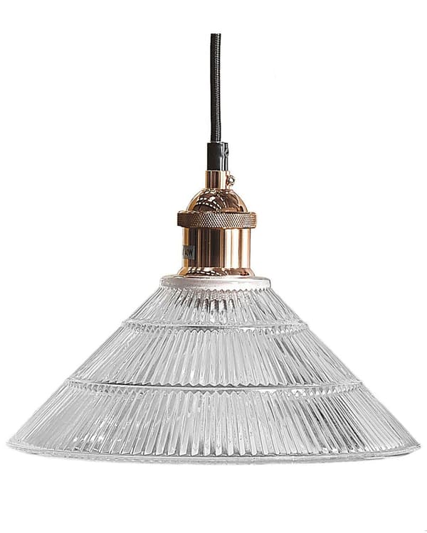 Taklampa Transparent Glas Koppar Vintage Industriell Taklampa