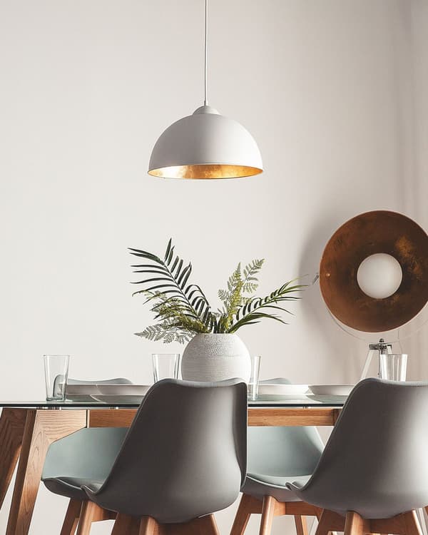 Hänglampa 1 Lampa Vit Halv Glob Metall Industriell Modern
