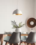 Miniatyrbild 2 av 8: Hänglampa 1 Lampa Vit Halv Glob Metall Industriell Modern