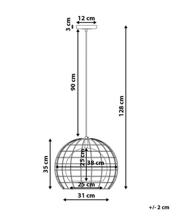 Taklampa Svart Metall 128 cm Hängande Burskärm Industriell