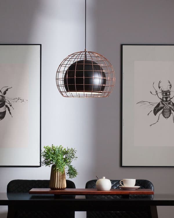 Taklampa Svart Metall 128 cm Hängande Burskärm Industriell