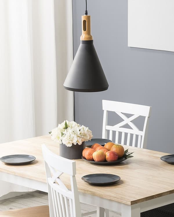 Hängande Taklampa Svart med Guld och Ljus trä Aluminium Kon Skärm Industriell Design