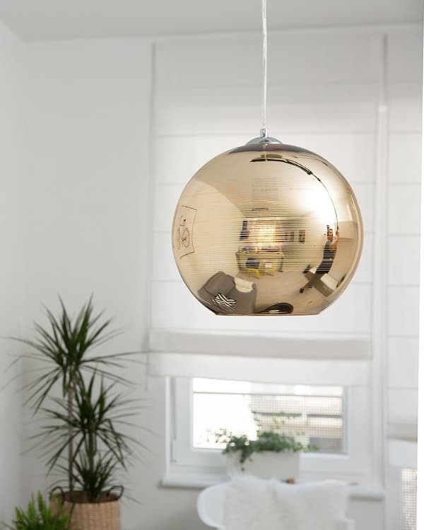 Taklampa Guld Glas Rund Glob Form 1 Lampa Modern