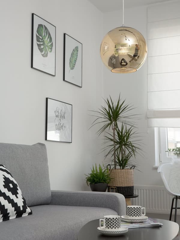 Taklampa Guld Glas Rund Glob Form 1 Lampa Modern