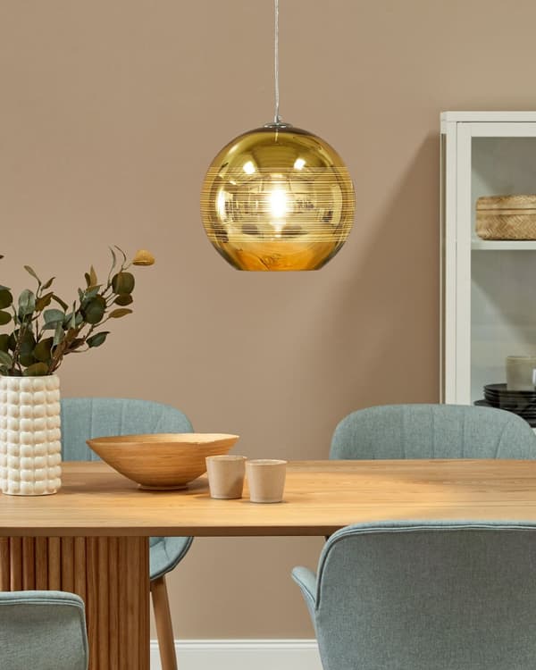 Taklampa Guld Glas Rund Glob Form 1 Lampa Modern