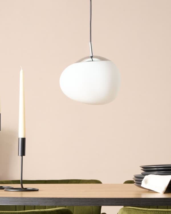 Pendellampa Vit Glas Silver Irregjulär form Modern Minimalistisk