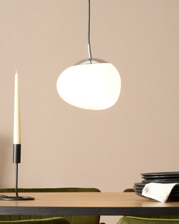 Pendellampa Vit Glas Silver Irregjulär form Modern Minimalistisk