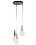 Miniatyrbild 4 av 8: Hängande Lampa Mässing Transparent Glas Guld Metallelement 3 Lampor Modern